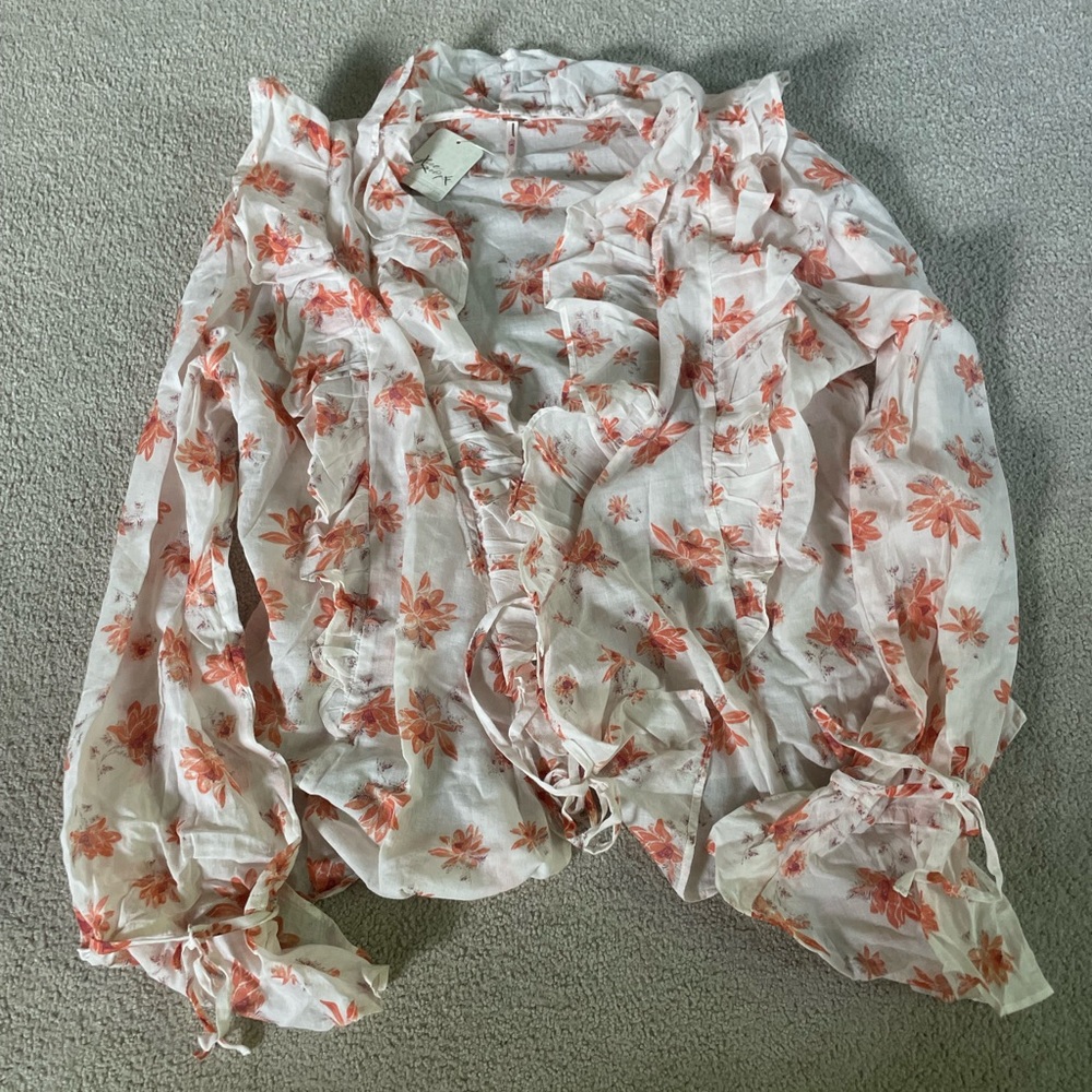 Free People along sleeve tie blouse